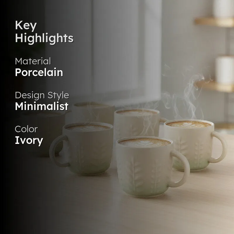Calista Porcelain Tea Cup (200 mL Each,Green) - Set Of Six media 2
