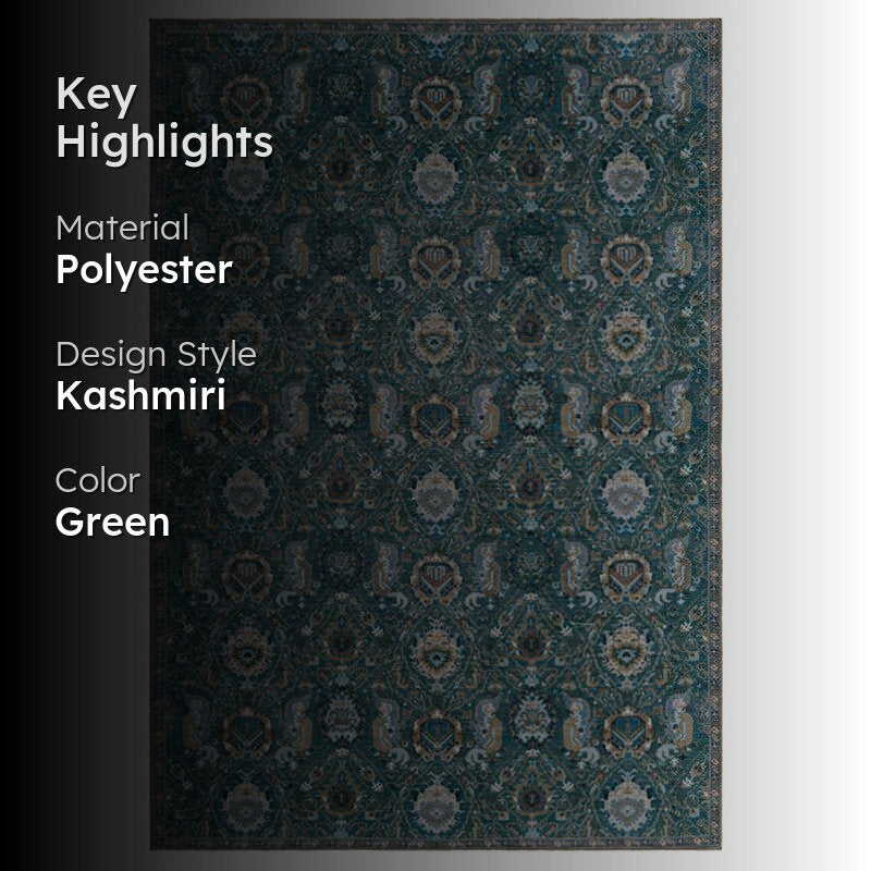 Daniyar Ethnic Carpet - Dark Green media 2