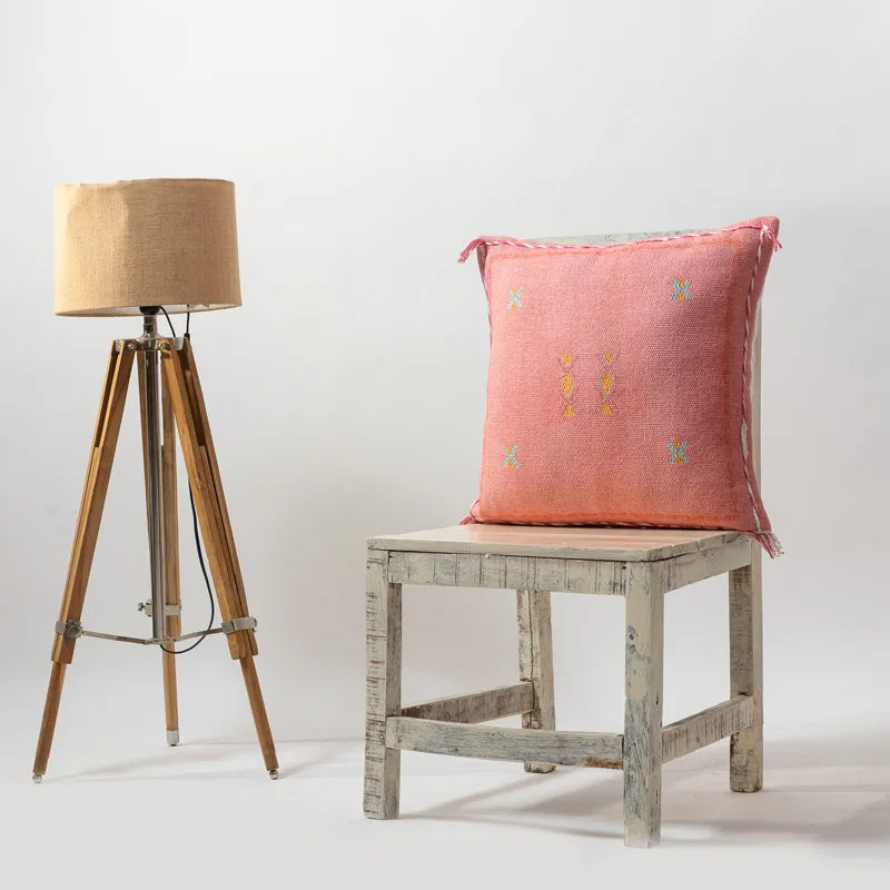 Tribal Glyph V Embroidered Cushion Cover - Pink media 1