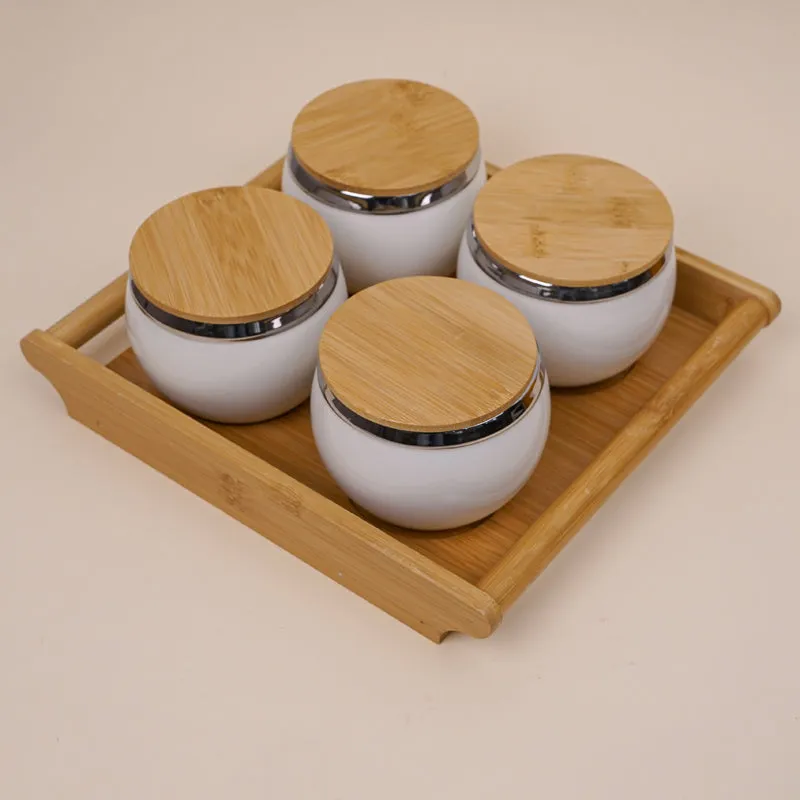 Lira White Dry Fruit Jar With Tray (360 mL Each) - Five Piece Set media 3