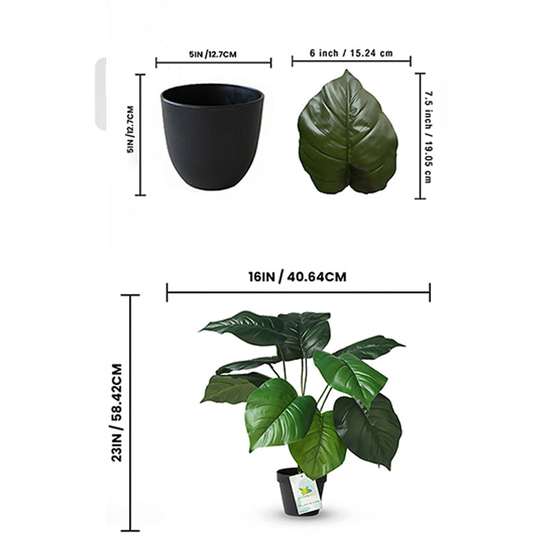 Faux Everlasting Congo Philodendron Plant With Black Plastic Pot - 58 cm media 5