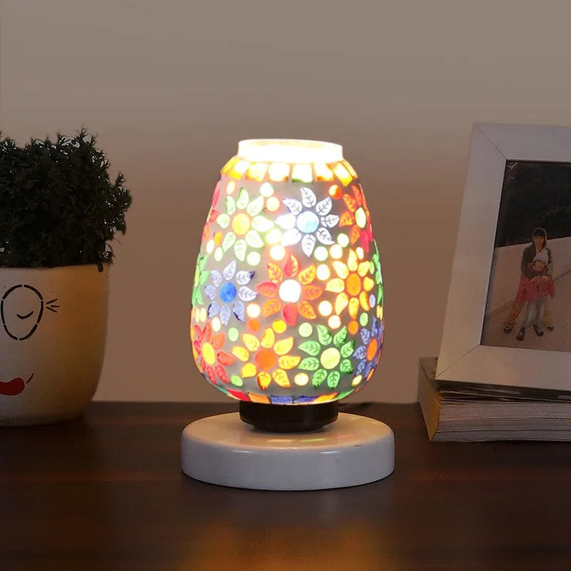Sparkelle Glass Table Lamp With Wooden Base - Multicolor media 3