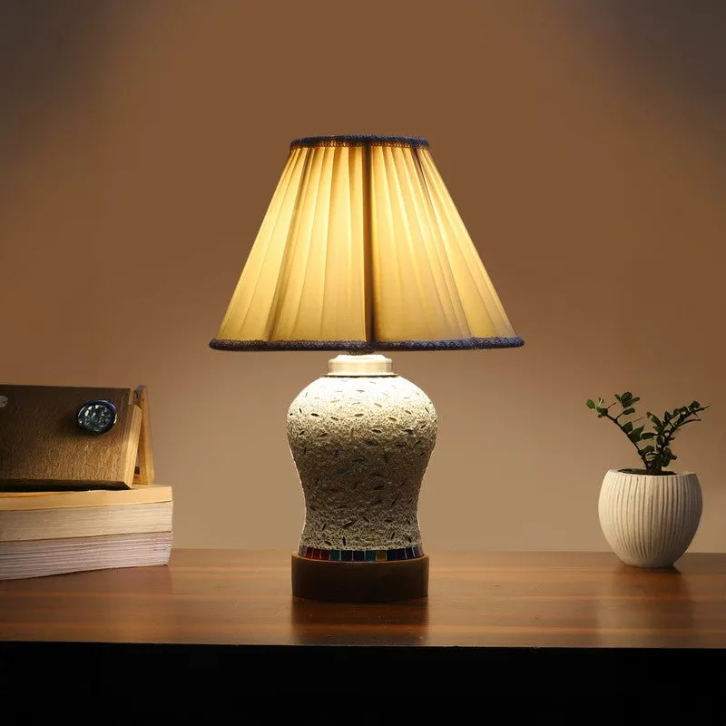 Nivora Pleated Wooden Table Lamp - Multicolor media 1