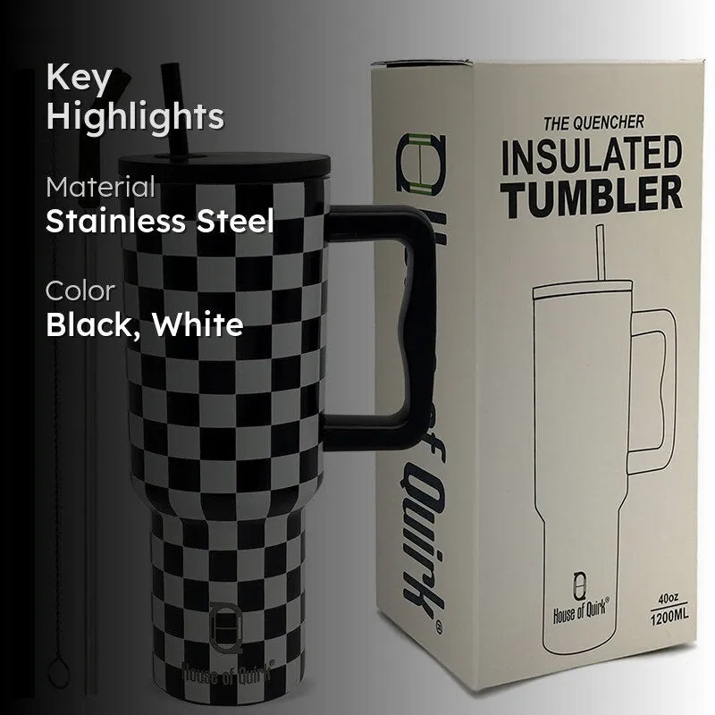 Chic Check Stainless Steel Tumbler (1200 ML) - Black media 2
