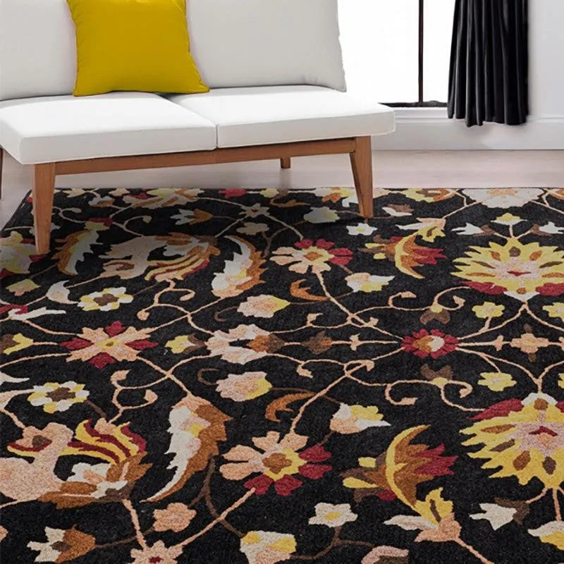 Sedna Hand Tufted Ethnic Wool & Nylon Carpet - Black media 3
