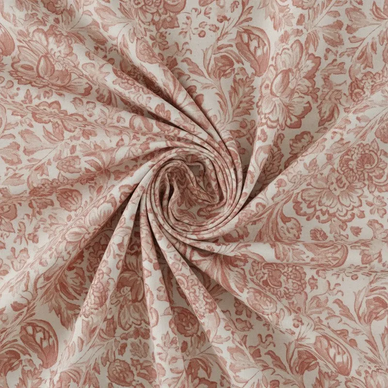 Micola Floral Printed Cotton Bedsheet (Peach) - 120 TC media 5