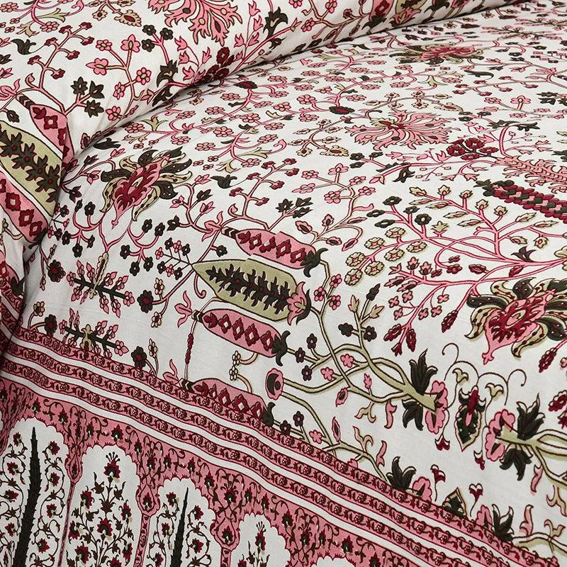 Ritu Mandala Ethnic Cotton Bedsheet (Red & White) - 160 TC media 3