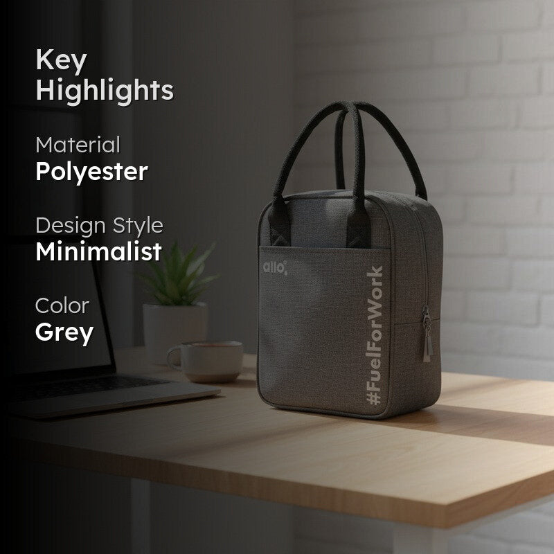Shapix Polyester Lunch Bag - Black & Grey media 2
