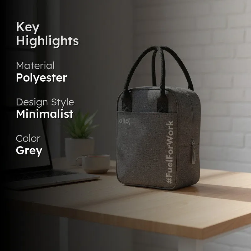 Shapix Polyester Lunch Bag - Black & Grey - 2