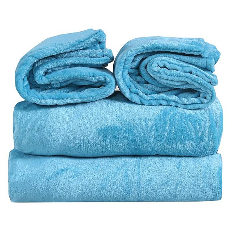 Sarva Solid Cotton Flannel Bedsheet (Blue) - 190 GSM media 3