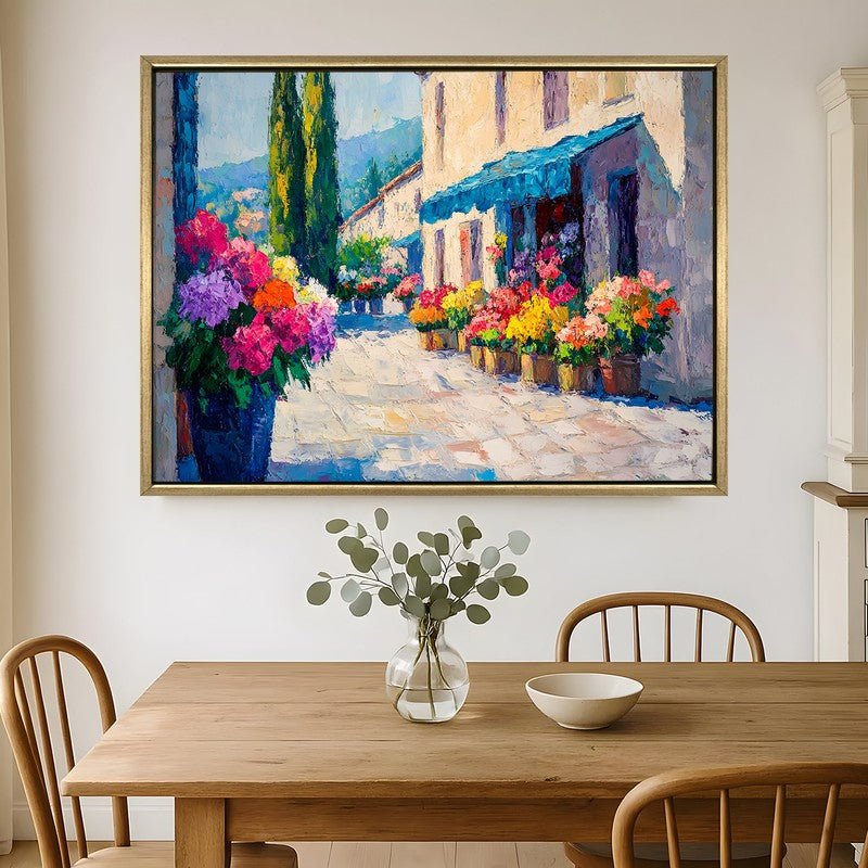 Azure Awning Canvas Wall Painting With Frame