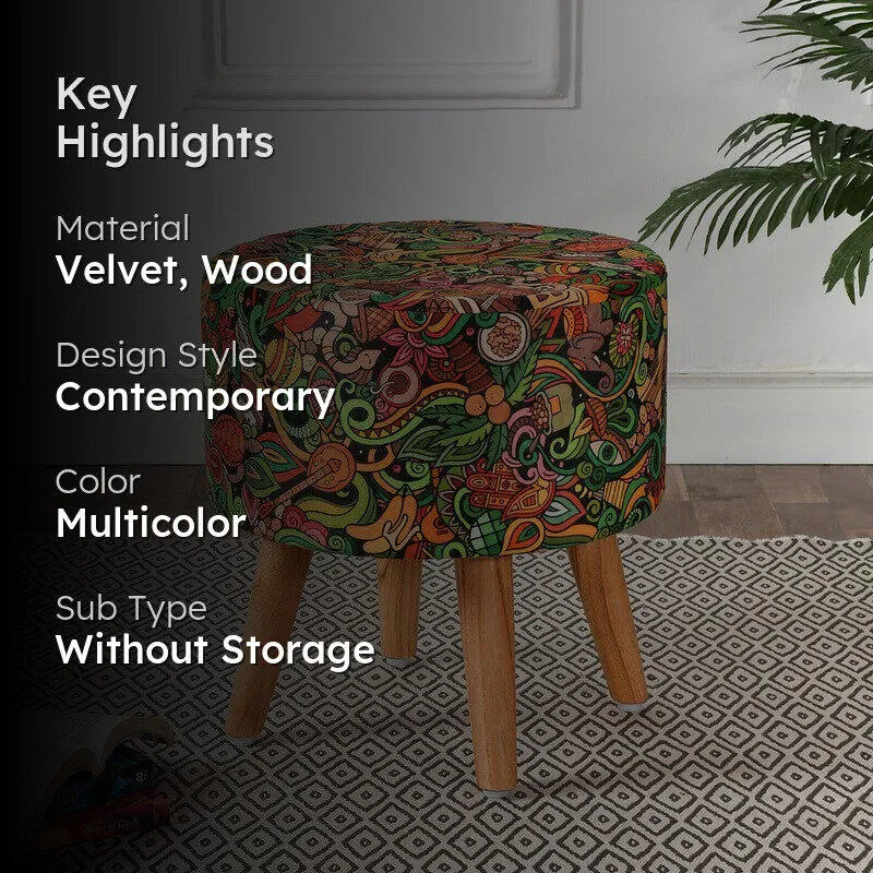 Avira Abstract Velvet Ottoman - Multicolor media 2