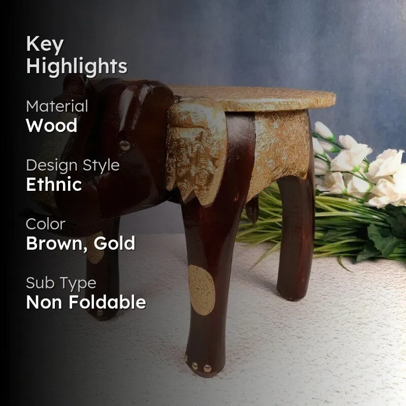 Gaja Deva Stool - Brown & Gold media 2