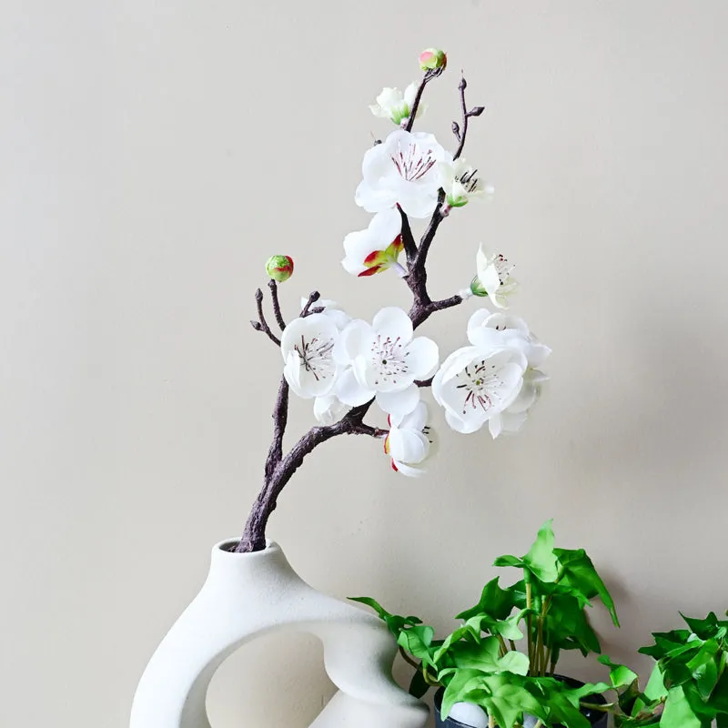Artificial Decorative Plum Blossom Flower Stick (White) - Set of Two media 1