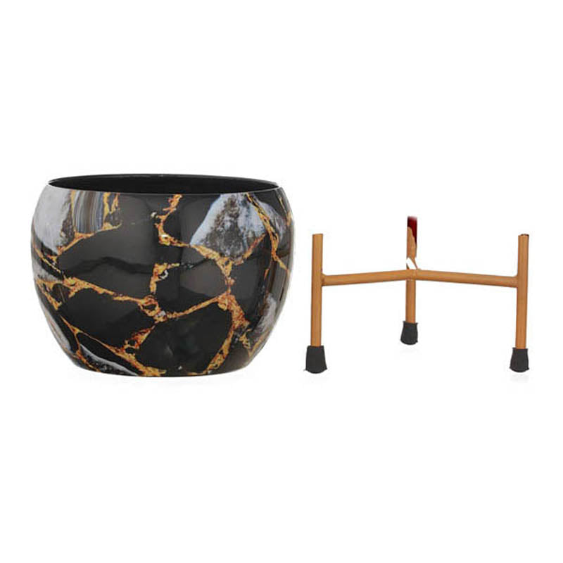 Enila Ethnic Handcrafted Planter With Stand - Four Piece Set media 4