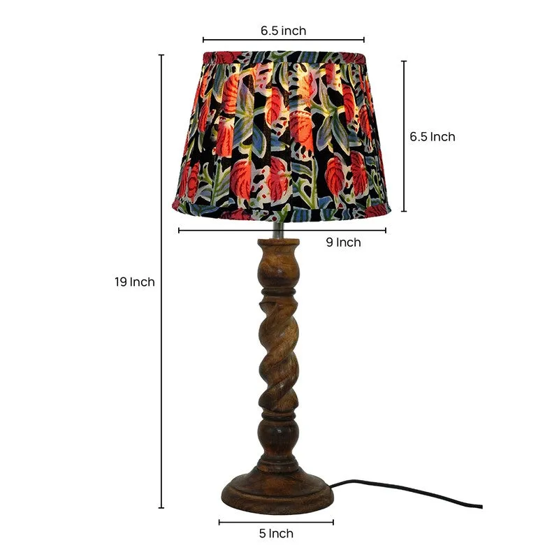 Jungle Garden Wooden Base Cotton Table Lamp - Multicolor media 5