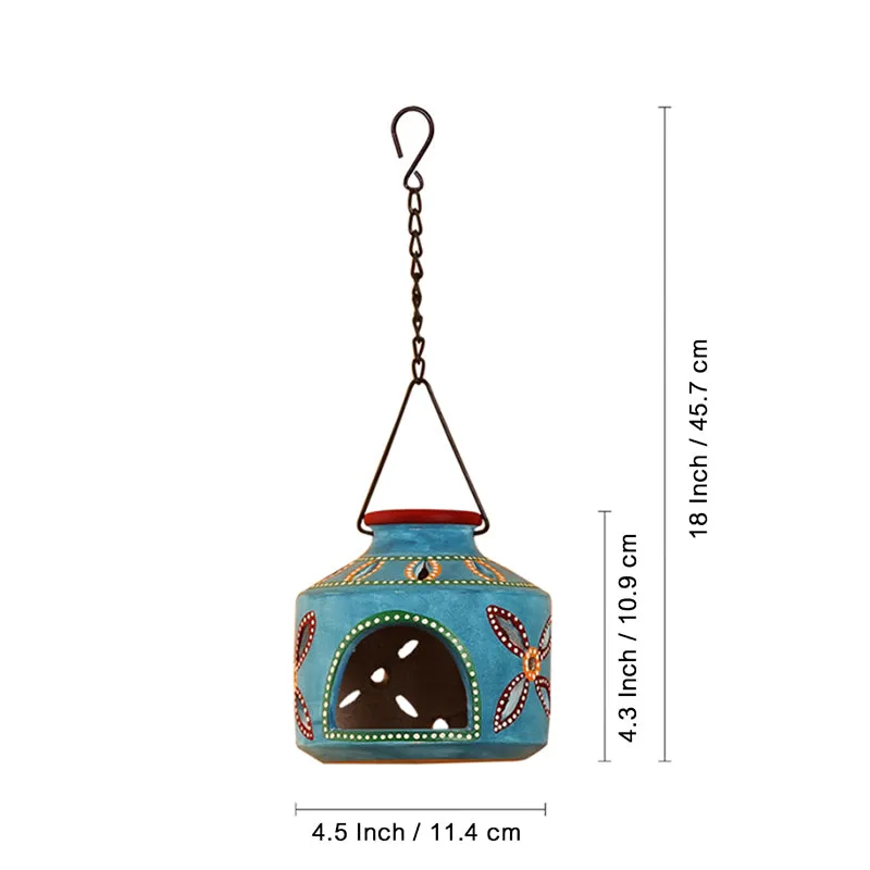 Pancha Tatva Terracotta Tea Light Holder - Blue media 5