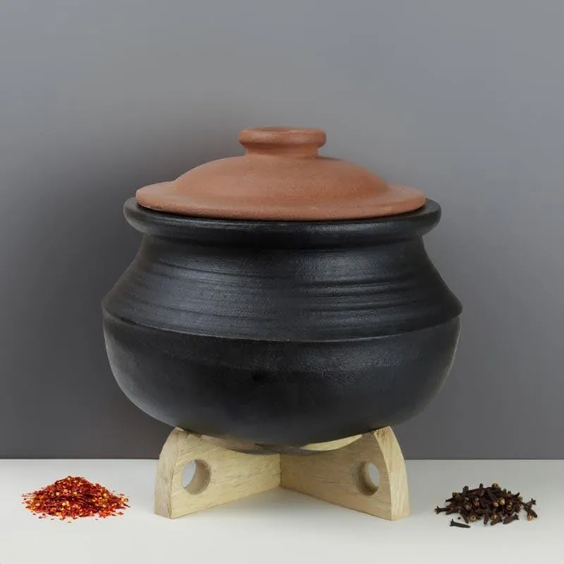 Kalikasan Rice Clay Pot With Lid Black 3000 mL / 9 Inches media 3