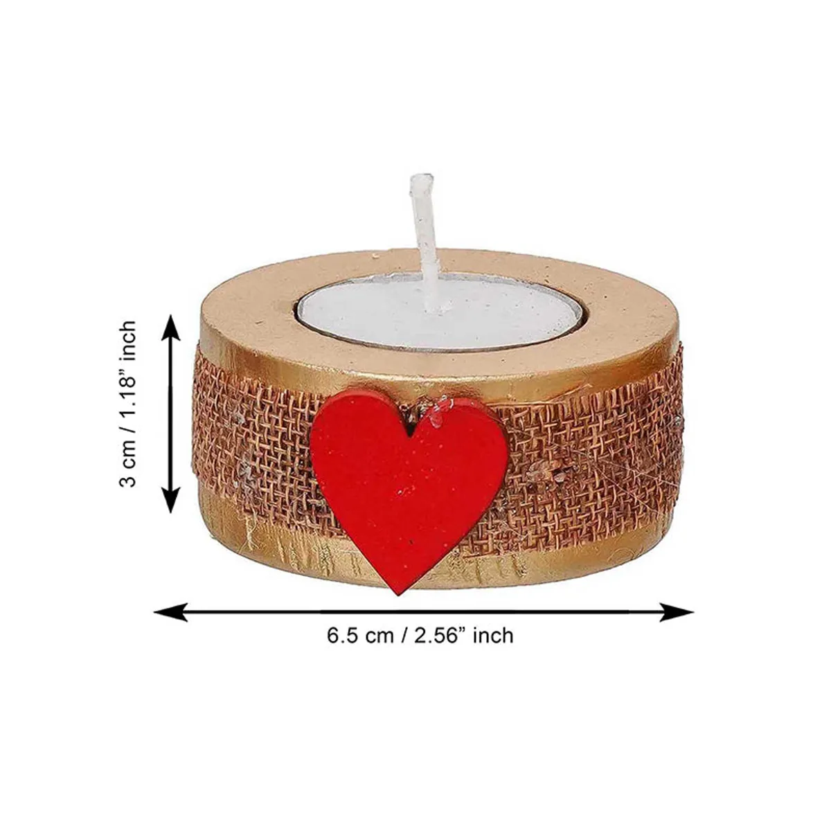 Round tea light holder shown from above with a textured brown side