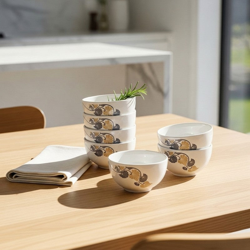 Vegetal Gold Melamine Snack Bowls (200 mL Each) - Set of Six - 200 mL