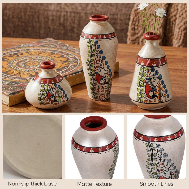 Ourania Tribal Terracotta Vase - Set Of Three media 6