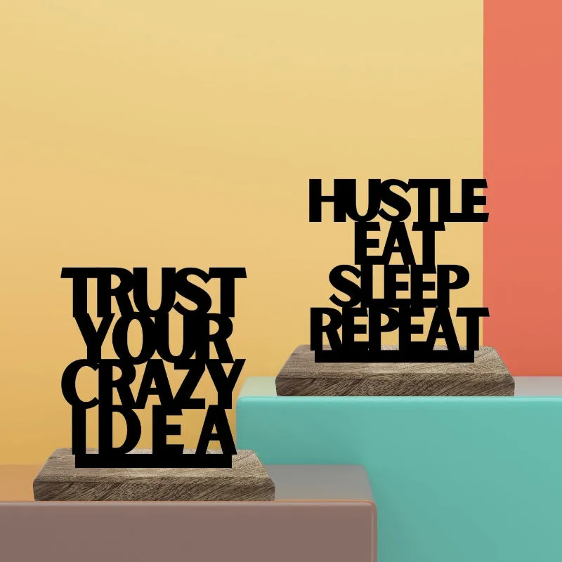 Crazy Hustle Momentum Typography Showpiece - Set Of Two media 1