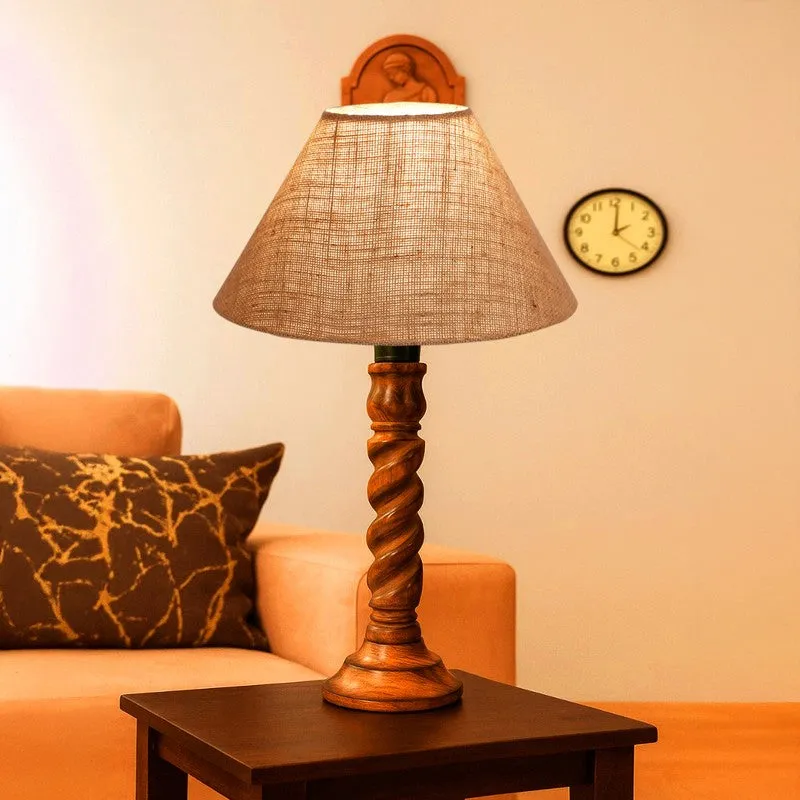 Elvane Oria Wooden Table Lamp - Beige media 3