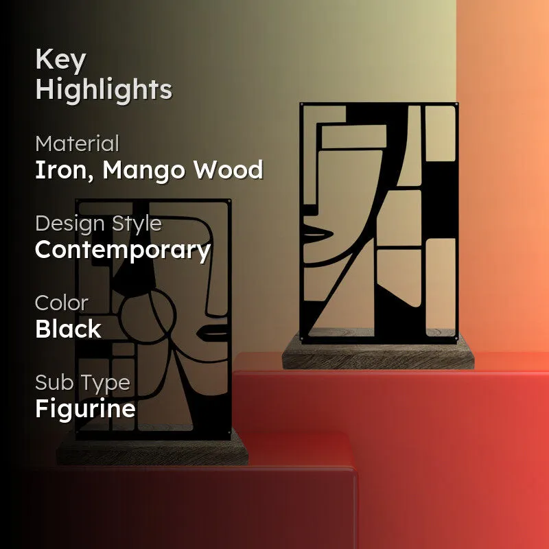 Artistic Face Showpiece - Set Of Two media 2