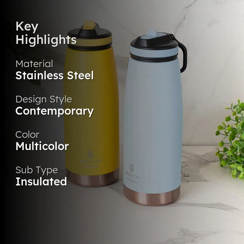 Turbo Hot & Cold Thermos Water Bottle (Yellow & Blue, 1000 mL Each) - Set Of Two media 2