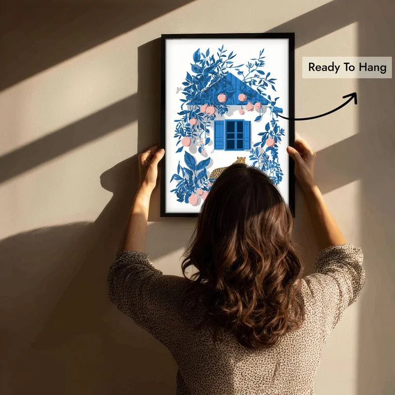 Azureleaf Blue Door Garden Canvas Wall Painting With Black Frame media 5