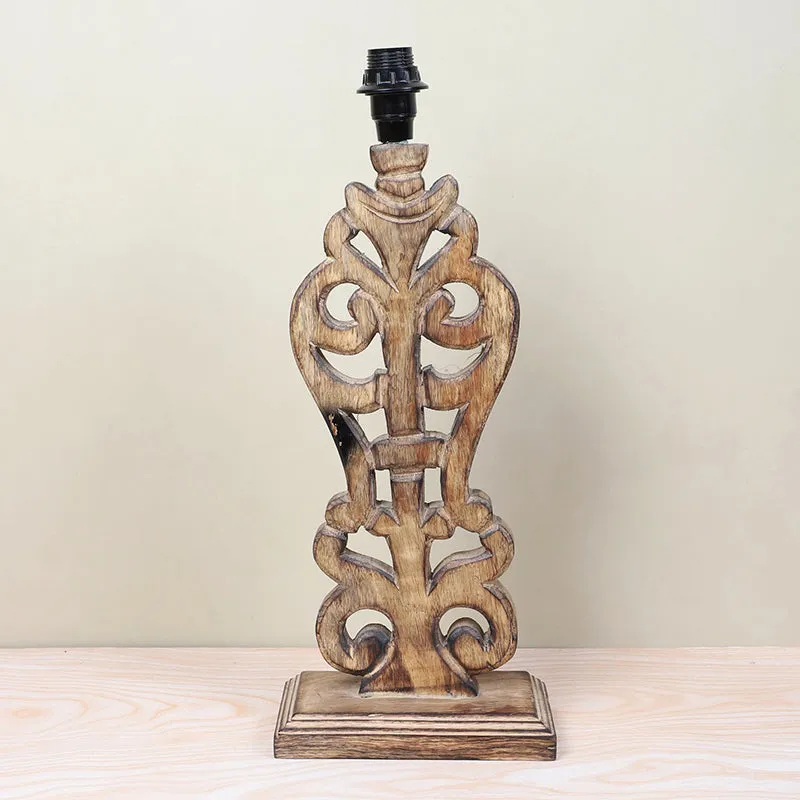 Gujo Deco Pleated Mango Wood Table Lamp - White,Beige media 4