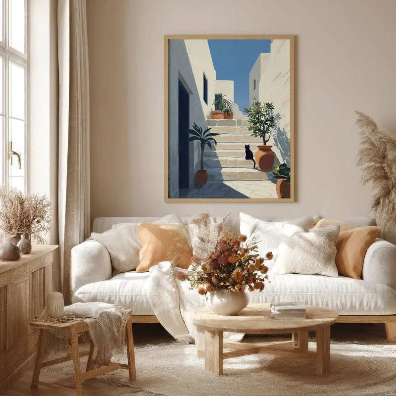 Sunlit Steps Canvas Wall Painting - Brown Frame media 4