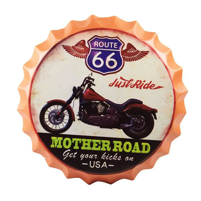 Route 66 Mother Road Bottle Cap Metal Wall Accent media 3
