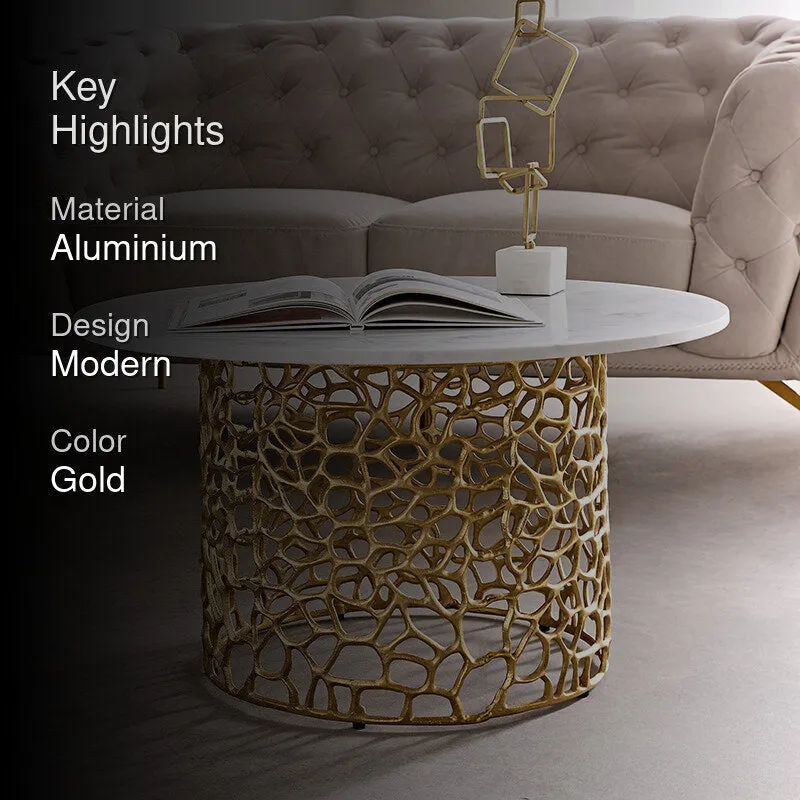 Intrica Fat Aluminum Center Table - Gold media 2