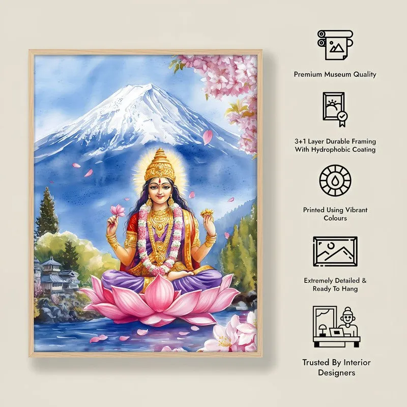 Bhagyalaxmi Spiritual Archival Paper Wall Painting - Natural Brown Frame media 8