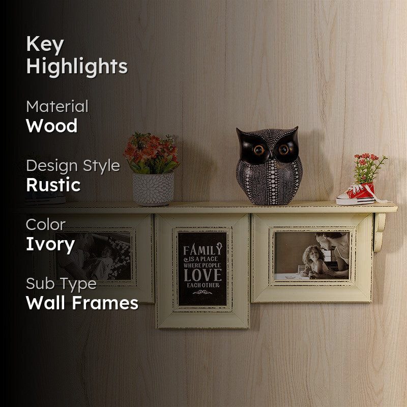 Memoria Wooden Photo Frame With Wall Shelf - Ivory media 2