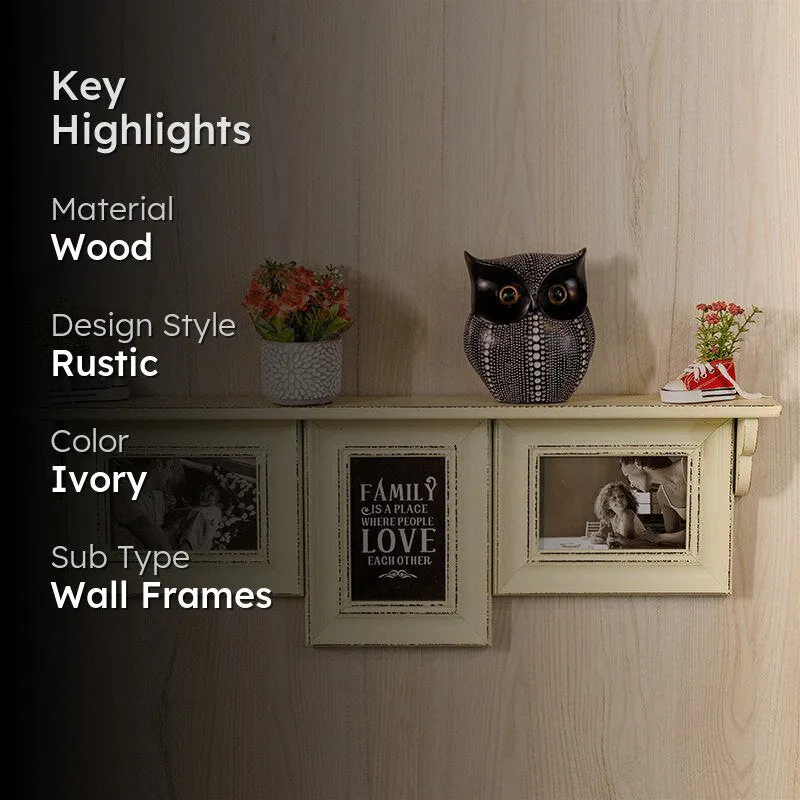 Memoria Wooden Photo Frame With Wall Shelf - Ivory media 2