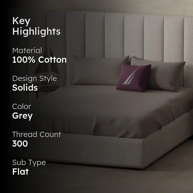 Nautica Cove Accent Solid Cotton Bedsheet (Mauve) - 300 TC media 2