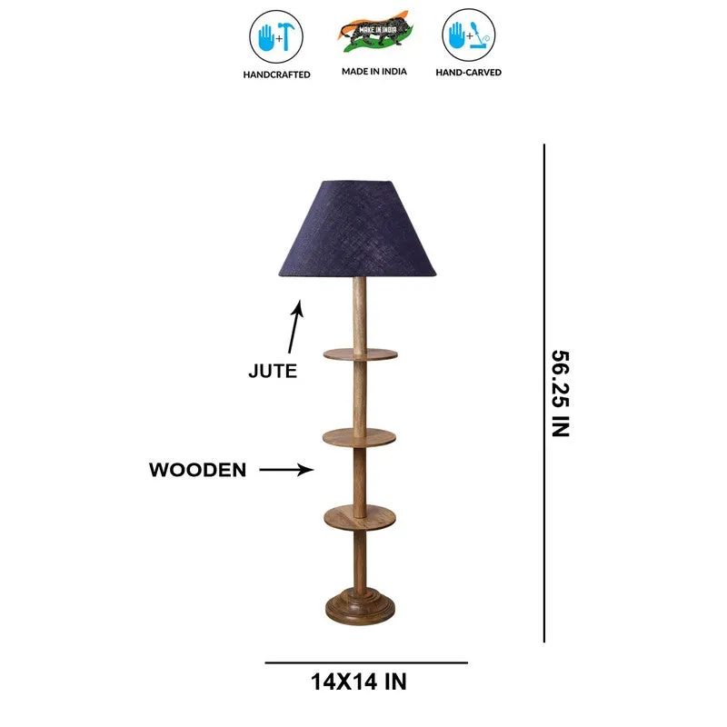 Vintage Glow Light Wooden Floor Lamp - Blue media 8