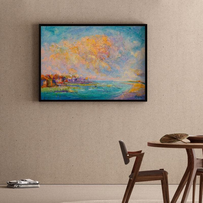 Radiant Scape Canvas Wall Painting - Black Frame