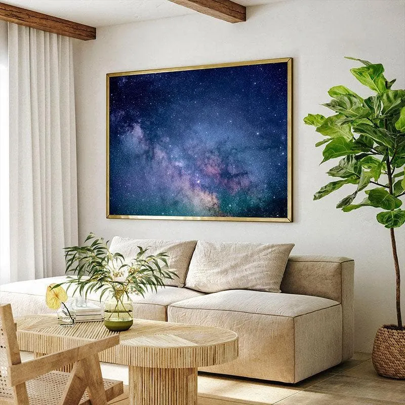 Galaxy & Stars At Night Wall Painting - Black Frame media 3