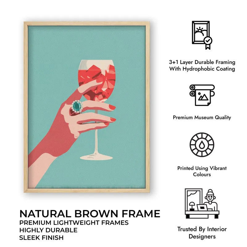Emerald Ring Canvas Wall Painting - Brown Frame media 10
