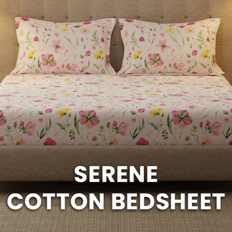 Urban Space Meadows Rose Cotton Bedsheet (Pink) - 200 TC media 7