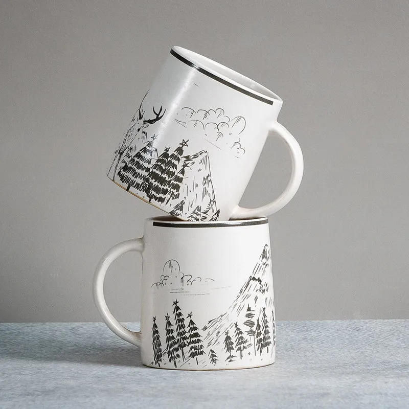 Moose Ceramic Coffee Mug (300 mL Each) - Set of Two media 4