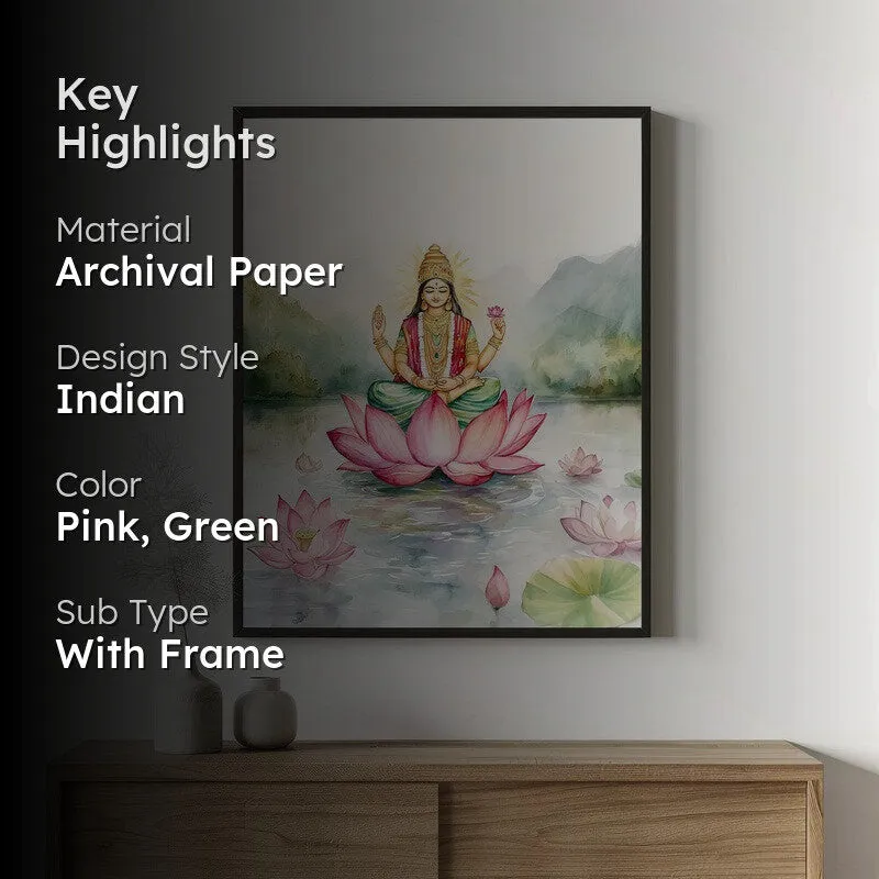 Vishnupriya Spiritual Archival Paper Wall Painting With Frame - Black media 2
