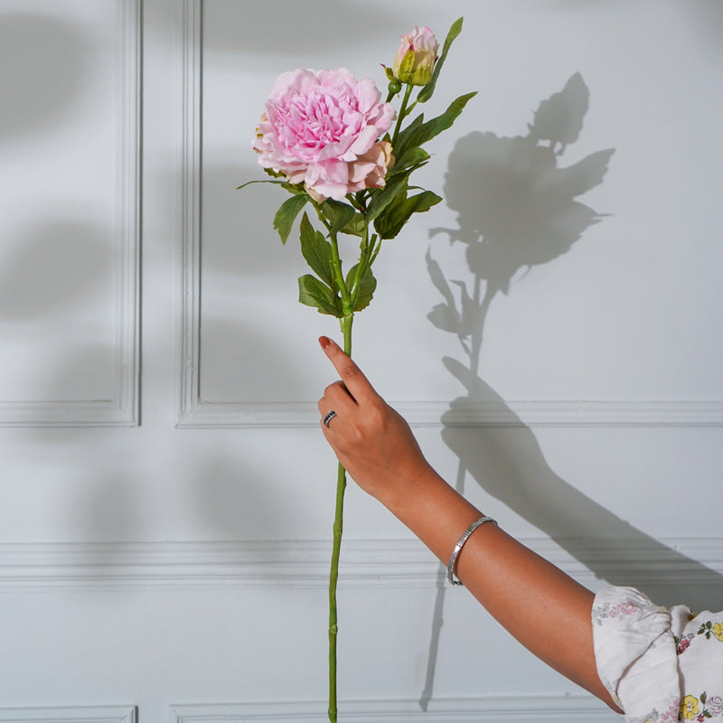 Faux Peony Flower Stick (Light Pink) - 26 CM