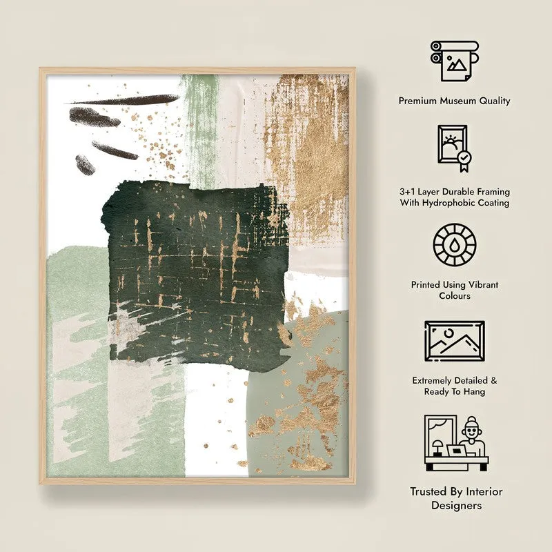 Slate & Sage Framed Canvas Archival Canvas Wall Painting - Natural Brown Frame media 7