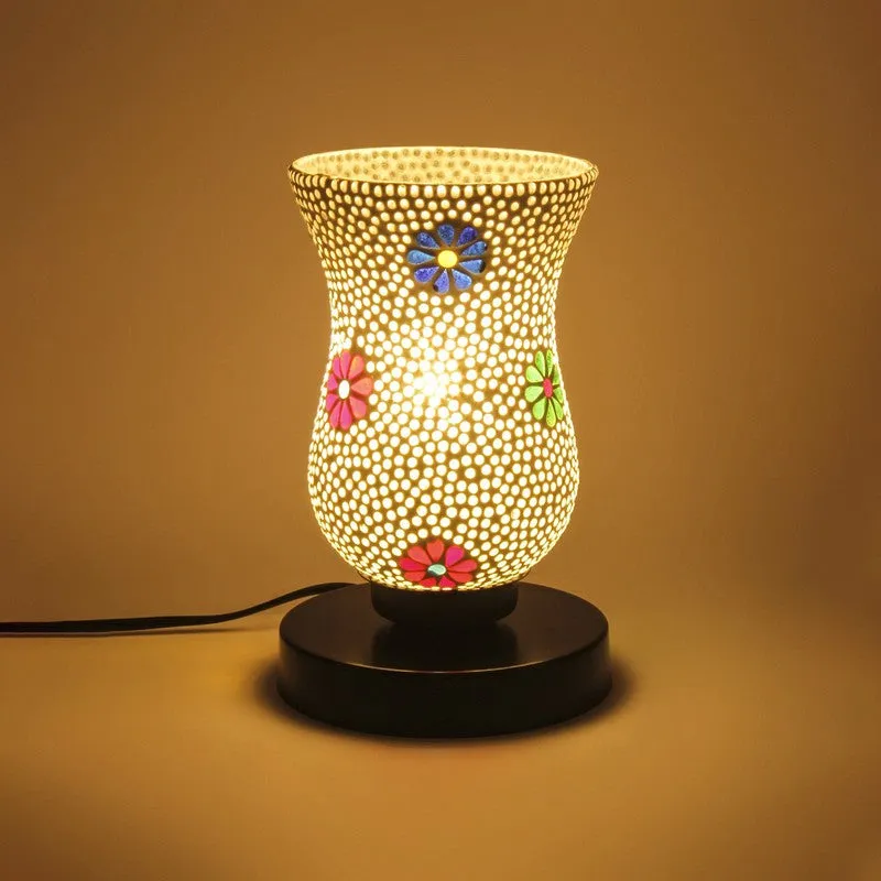 Glorifire Mosaic Glass Table Lamp With Wooden Base - Multicolor media 5