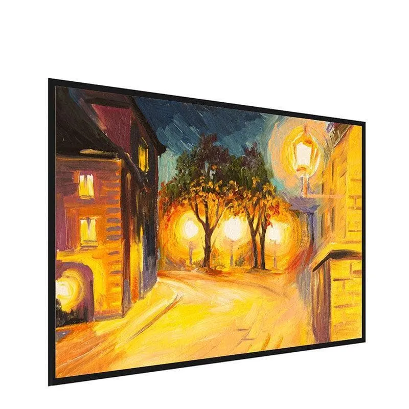 Evening Street In Paris Canvas Wall Painting - Black Frame media 3