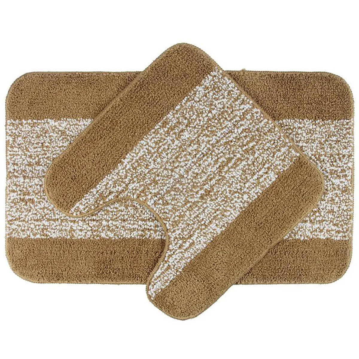 Bath mat and contour mat layered to show their shapes and abstract design
